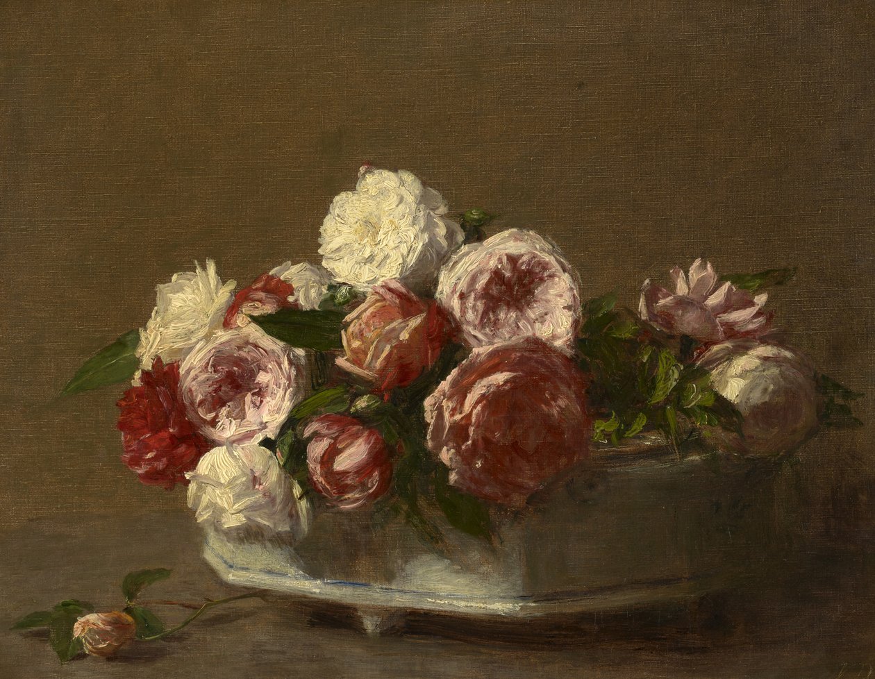 Rosor i en porslinskruka, c.1875?-1900 av Victoria Dubourg
