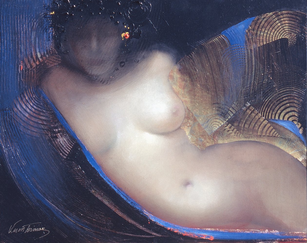 Utan titel, 2004 (Olja på duk och bladguld) av Victoria Montesinos