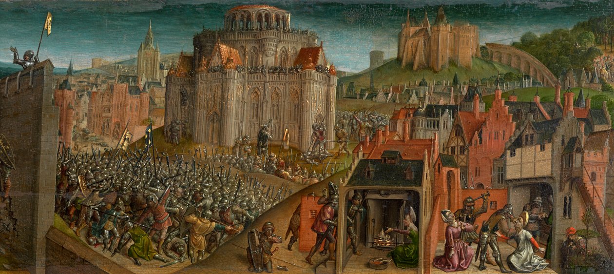 Titus erövring av Jerusalem (olja på panel) (detalj av 470981) av Vienna Master of Mary of Burgundy
