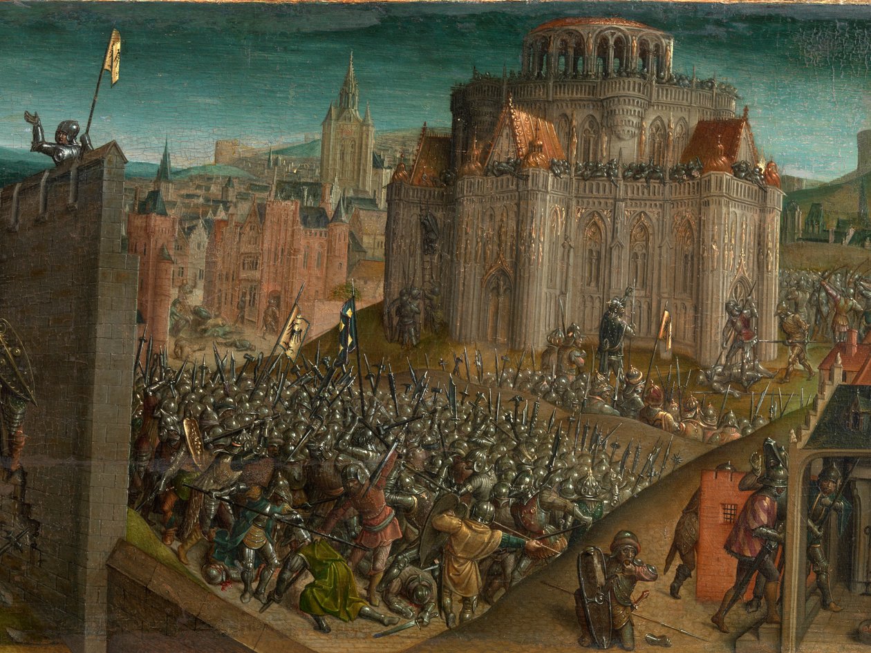 Titus erövring av Jerusalem (olja på panel) (detalj av 470981) av Vienna Master of Mary of Burgundy