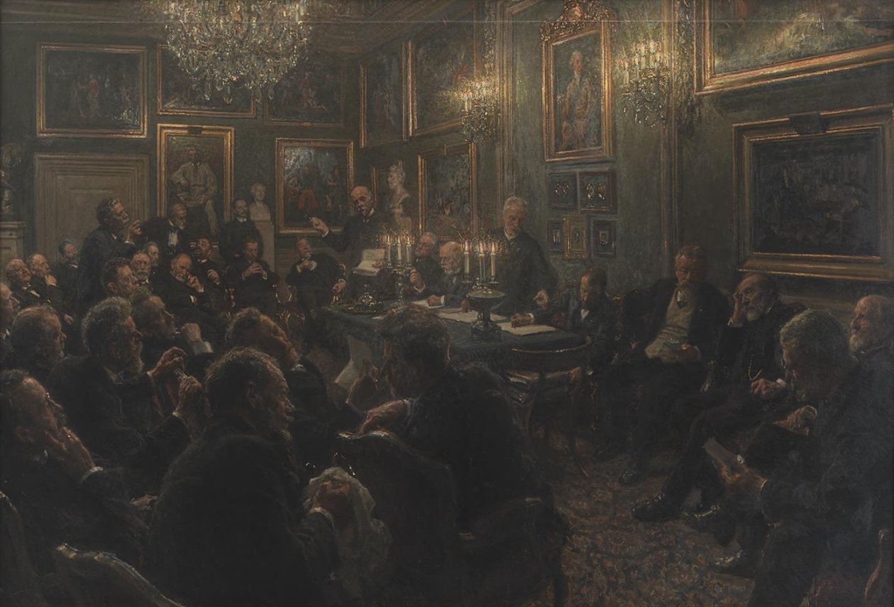 En akademirådsförsamling på Charlottenborg 1904 av Viggo Johansen