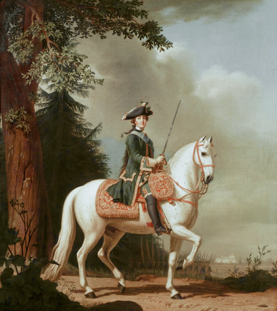 Tsarina Katarina II till häst, efter ... (målning på duk) av Vigilius Erichsen