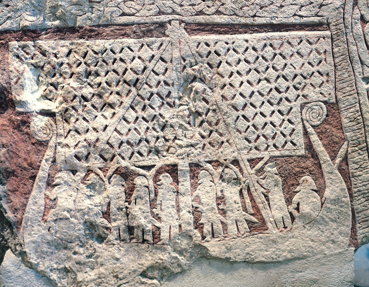 Detalj av en bildsten föreställande ett vikingaskepp, från Gotlandsstenen av Viking