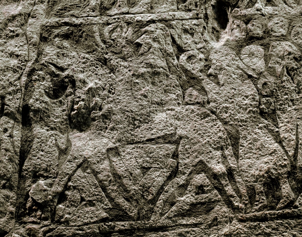 De döda som rider på Odens häst, detalj av en vikingagravsten, 700-800-talet e.Kr. av Viking
