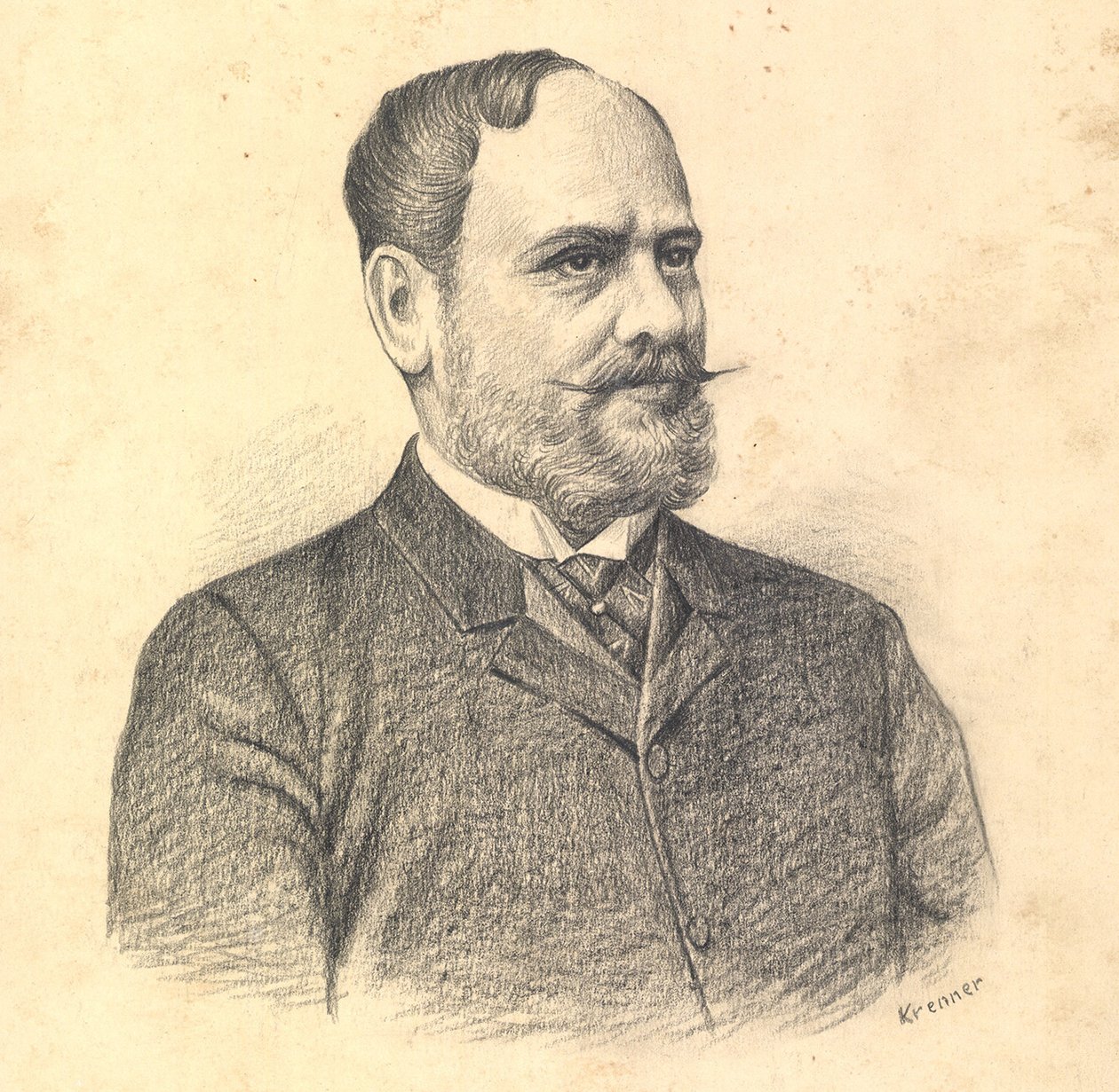 Portrait of Gabor Baross av Viktor Tardos Krenner