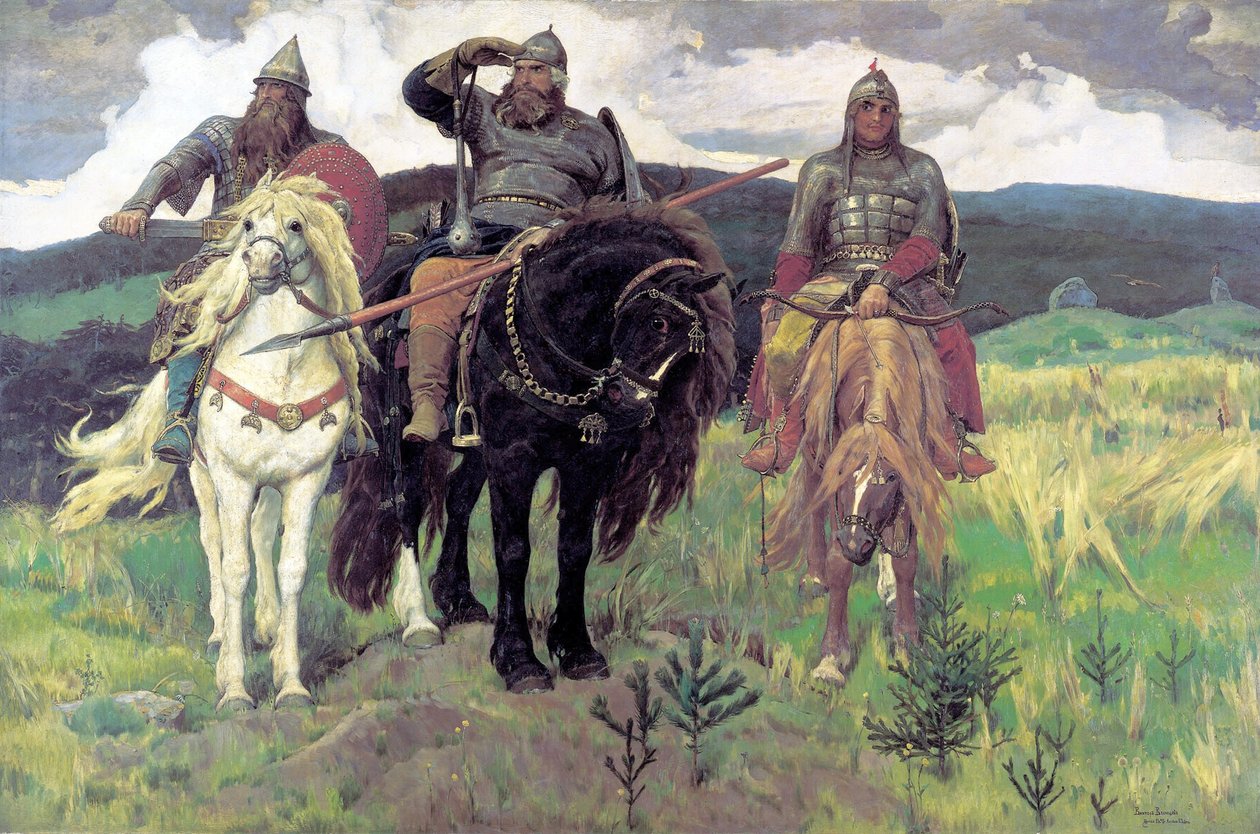  nDeutsch: Die drei BogatyrnFrancais : Les Bogatyrsn  av Viktor Mikhaylovich Vasnetsov