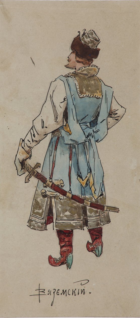 Kostymdesign för operan The Merchant Kalashnikov av A. Rubinstein, 1901 av Viktor Andreyevich Simov
