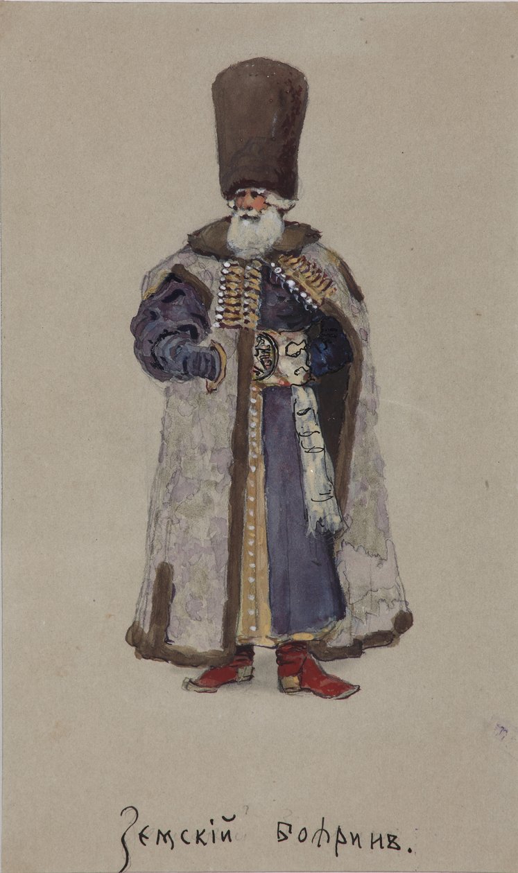 Kostymdesign för operan The Merchant Kalashnikov av A. Rubinstein, 1901 av Viktor Andreyevich Simov