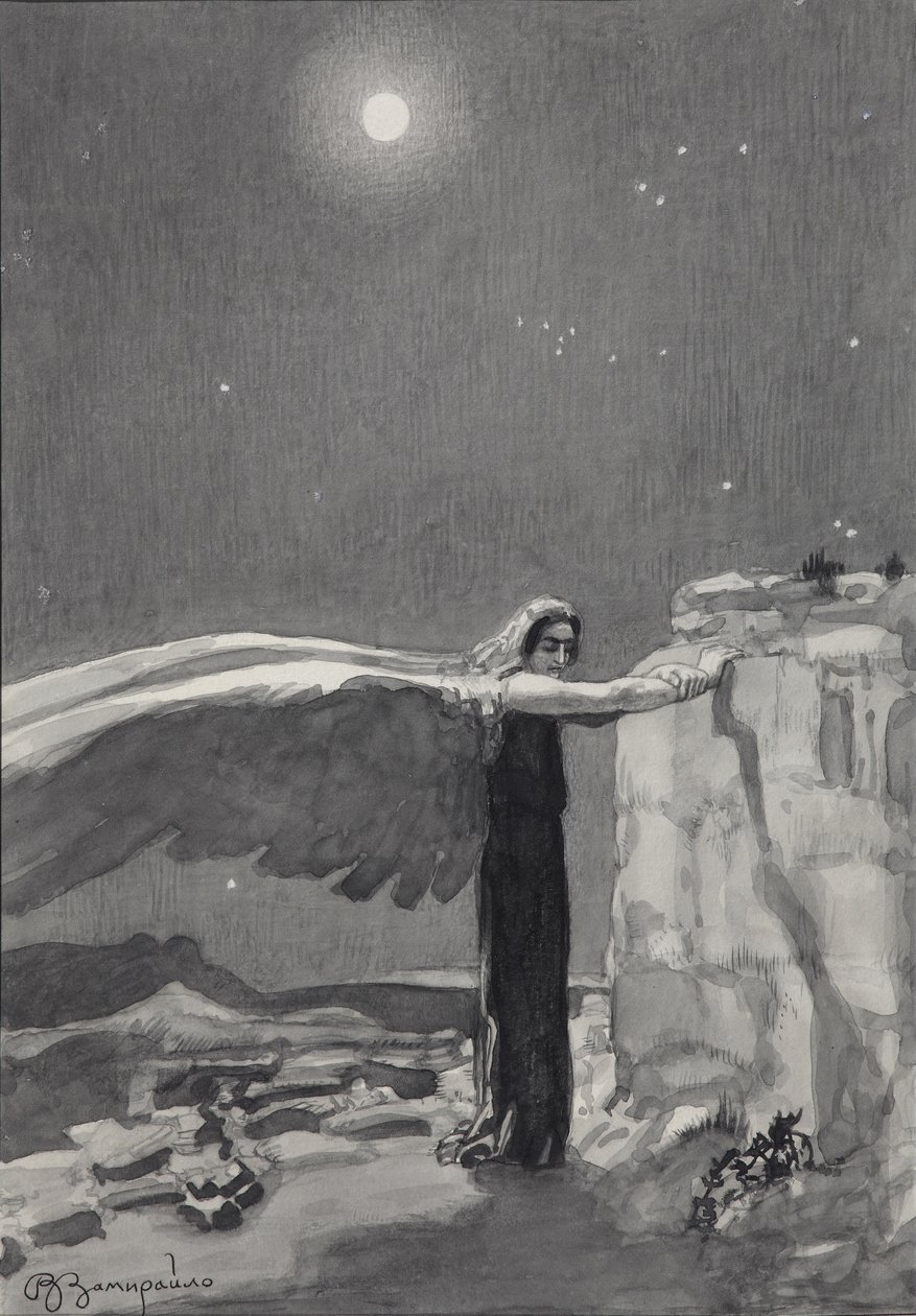 Illustration till dikten Demonen av Mikhail Lermontov, 1913-1914 av Viktor Dmitrievich Zamiraylo