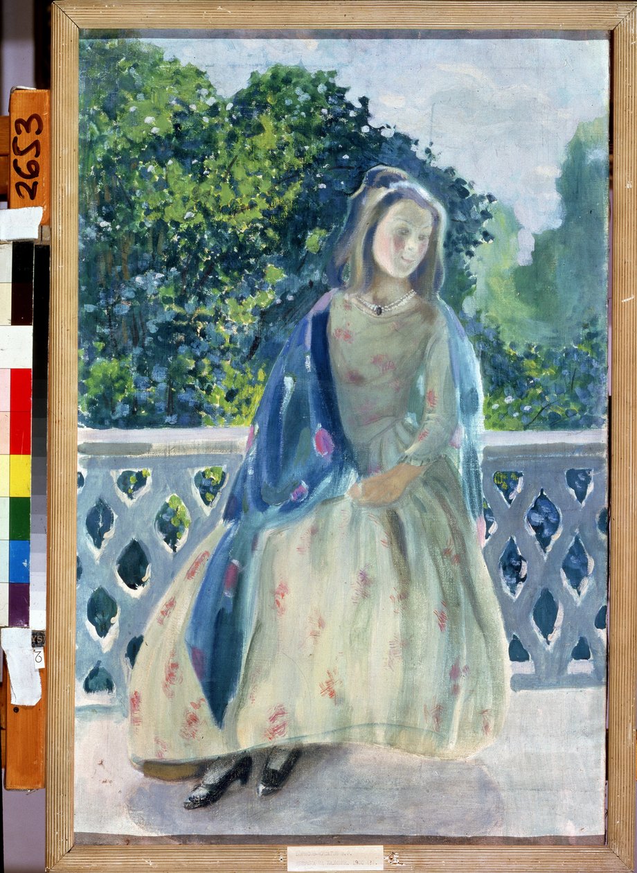 ""Jeune fille au balcon"" Peinture de Viktor (Victor) Elpidiforovich Borisov-Musatov (Borisov Musatov) (1870-1905) 1900 State A. Radishchev Art Museum Saratov av Viktor Elpidiforovich Borisov Musatov