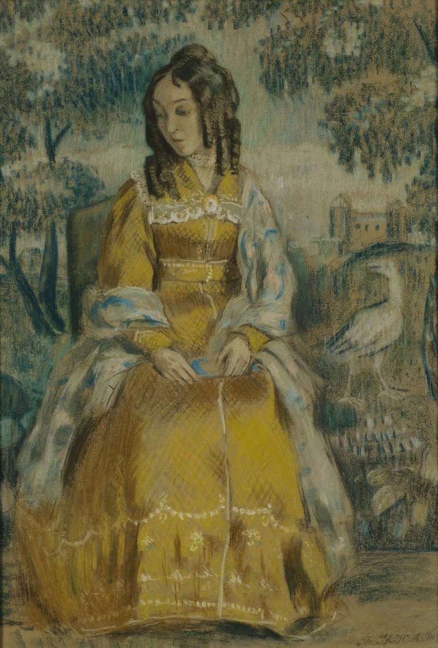 Lady by Tapestry. Porträtt av Nadezhda Stanyukovich, 1903 av Viktor Elpidiforovich Borisov Musatov