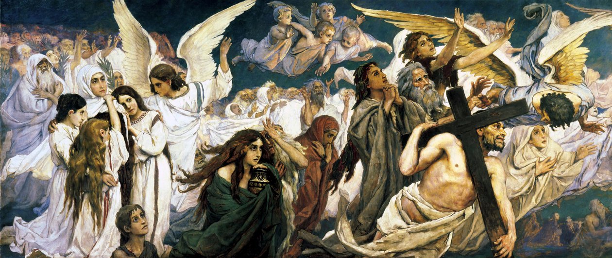 Före paradiset, vänster del, 1885-1896. av Viktor Mikhaylovich Vasnetsov