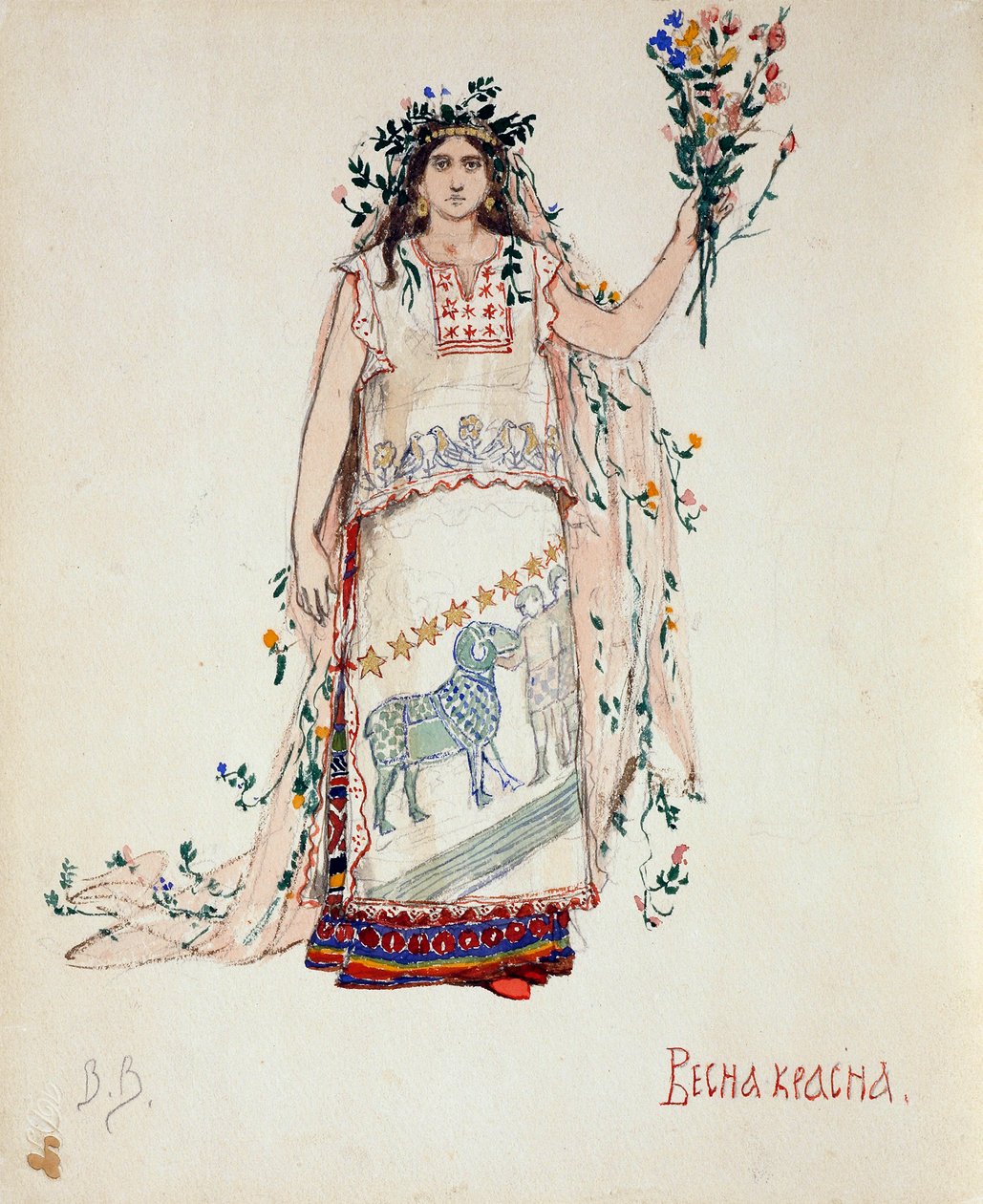 Vårens skönhet. Kostymdesign för operan Snow Maiden av N. Rimsky-Korsakov, 1885 av Viktor Mikhaylovich Vasnetsov