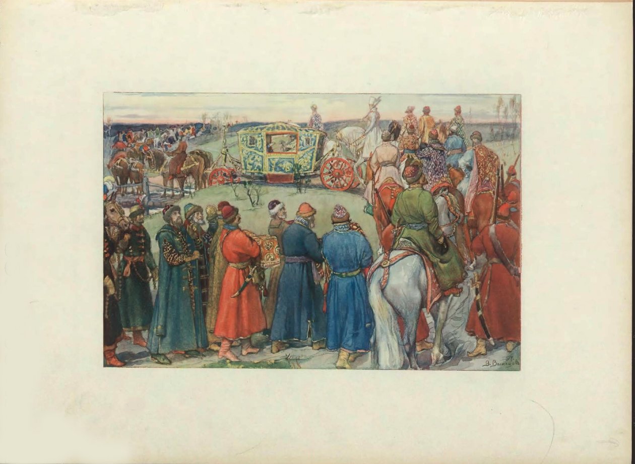 Tsarerna Alexei Mikhailovich rider till jakten, 1896 av Viktor Mikhaylovich Vasnetsov