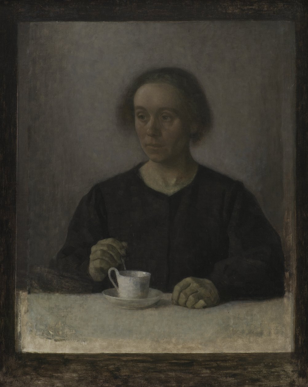 Ida Hammershøi, Konstnärens Hustru, med en tekopp av Vilhelm Hammershøi