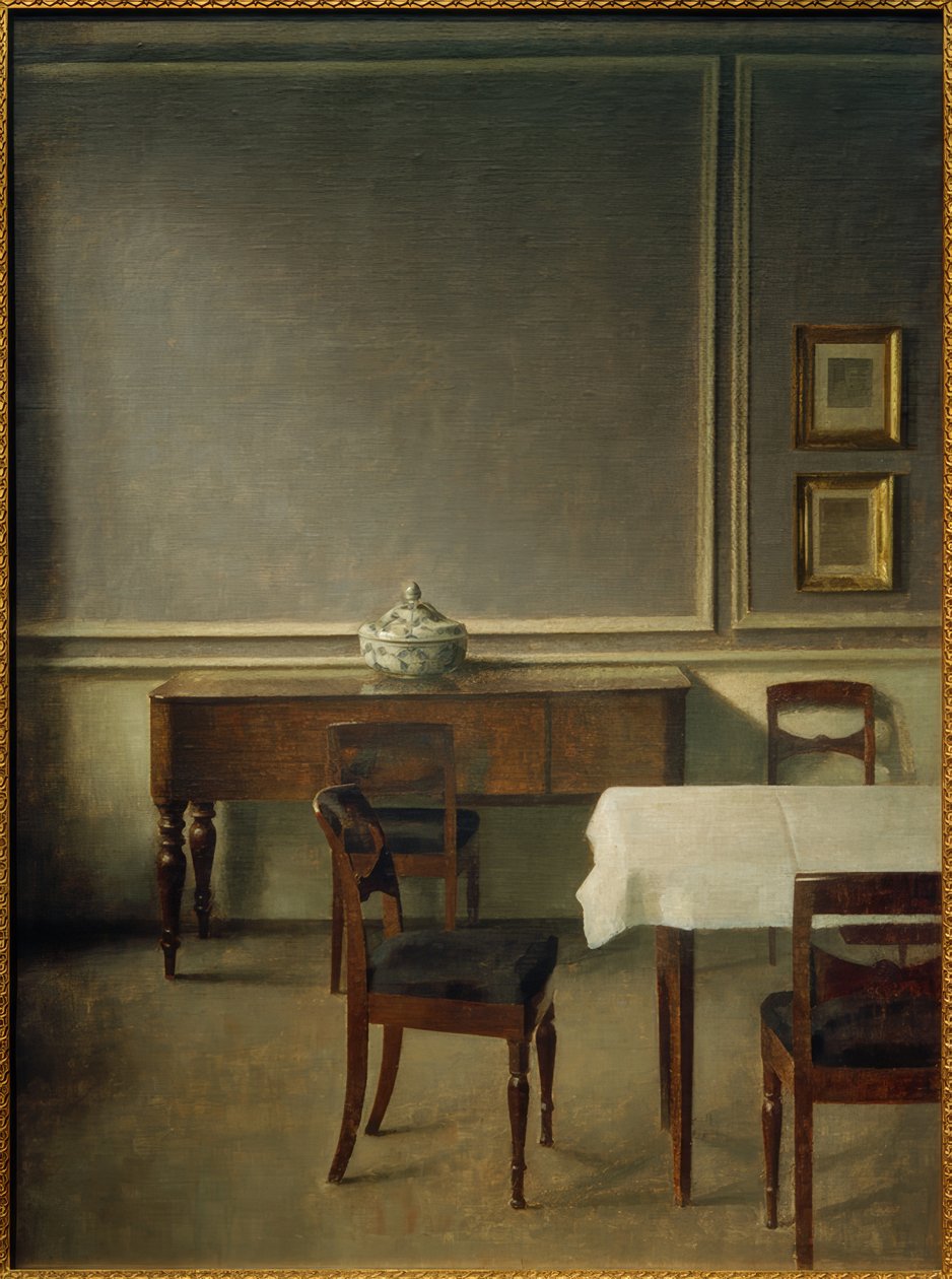 Inredning med porslinsterrin av Vilhelm Hammershoi