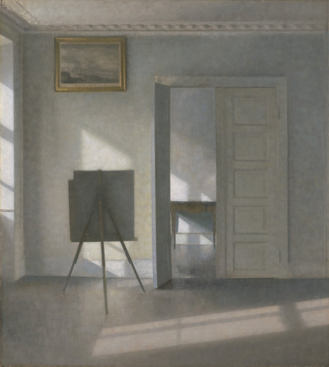 Interiör med ett staffli, Bredgade 25 av Vilhelm Hammershøi