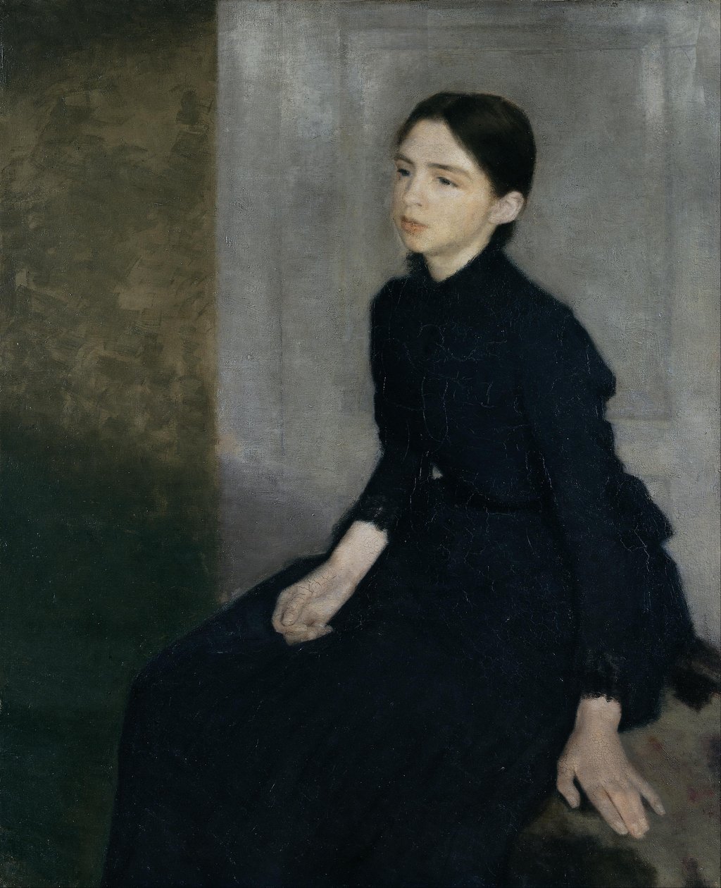 Porträtt av en ung kvinna. Konstnärens syster Anna Hammershøi av Vilhelm Hammershøi