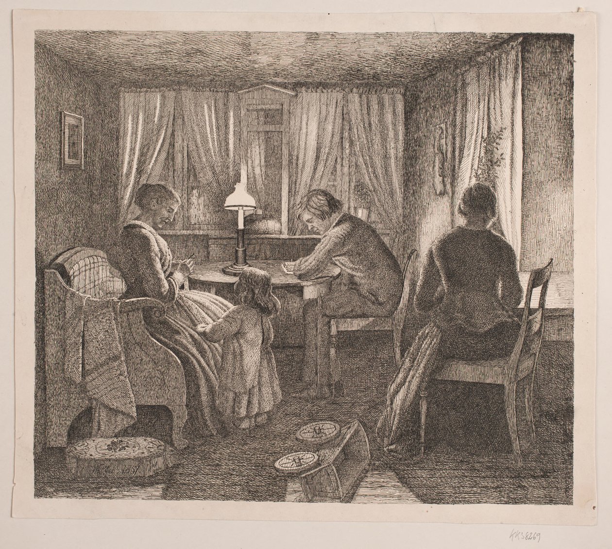 Interiör med Konstnärens familj av Vilhelm Kyhn