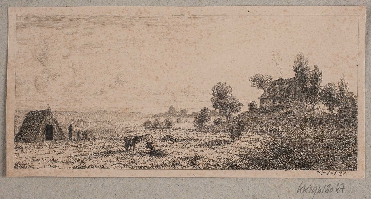 Landskap med bondgård och stuga av Vilhelm Kyhn