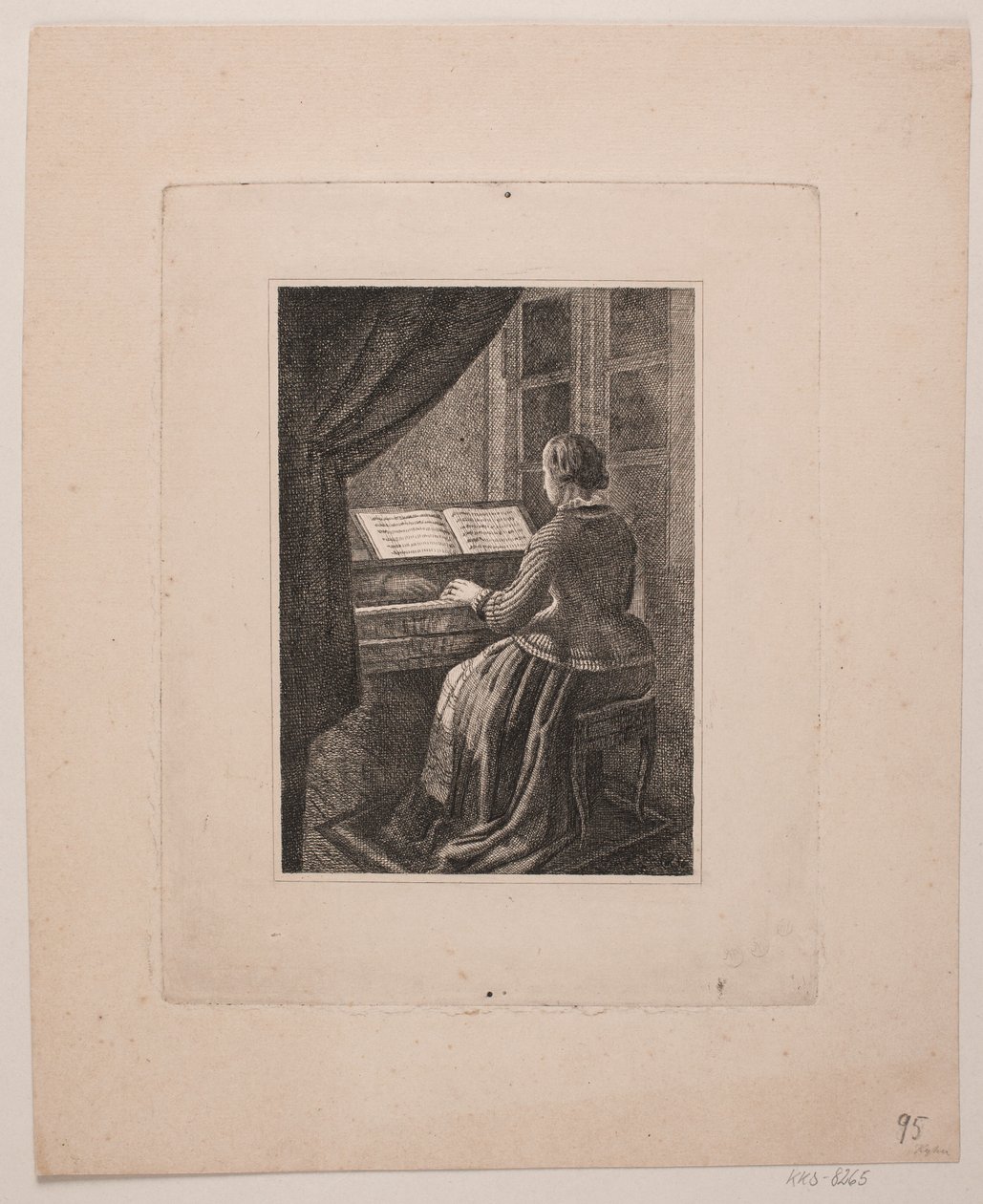 Porträtt av målarens fru som spelar piano av Vilhelm Kyhn