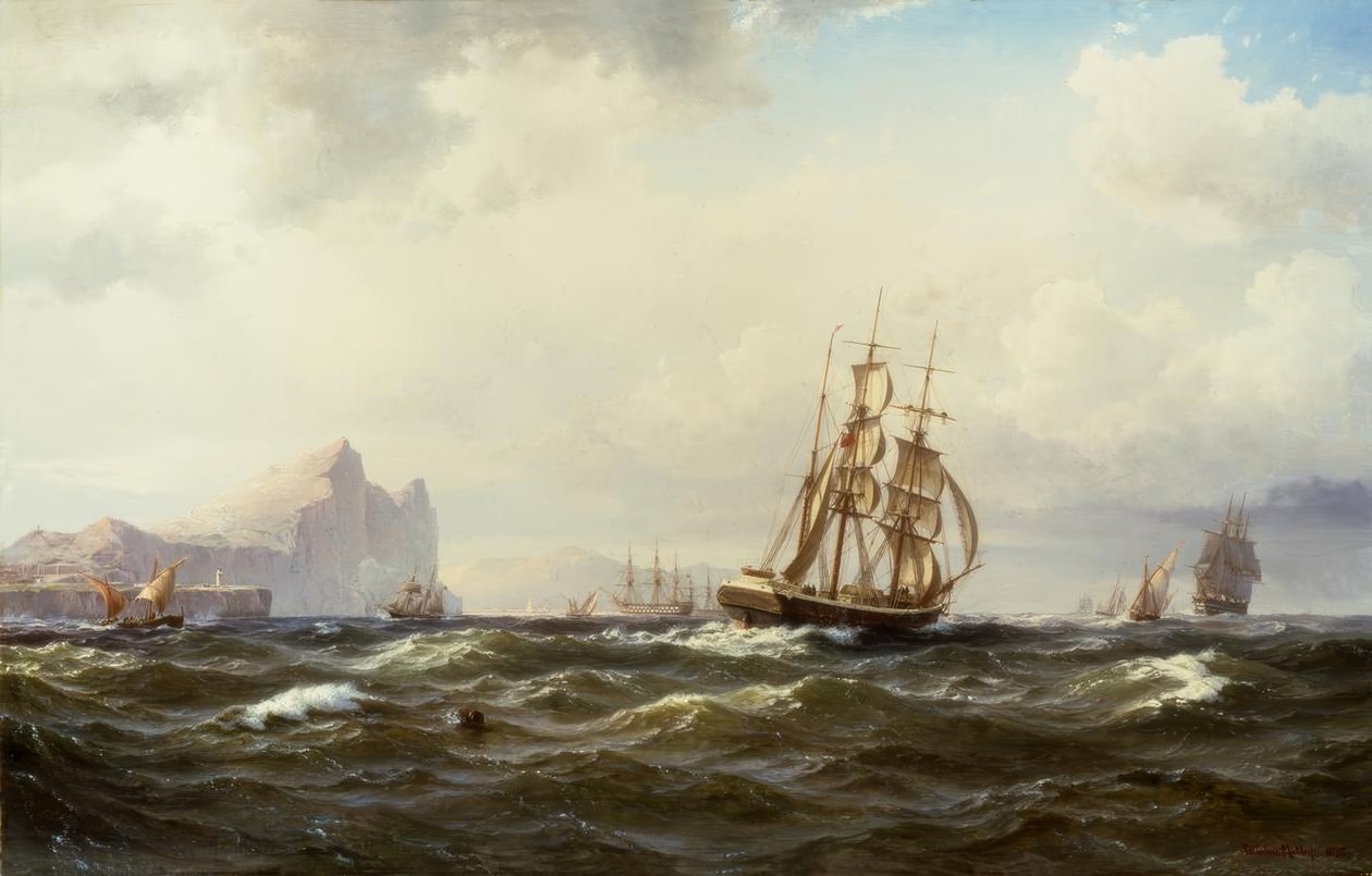 Fartyg i Gibraltarsundet av Vilhelm Melbye