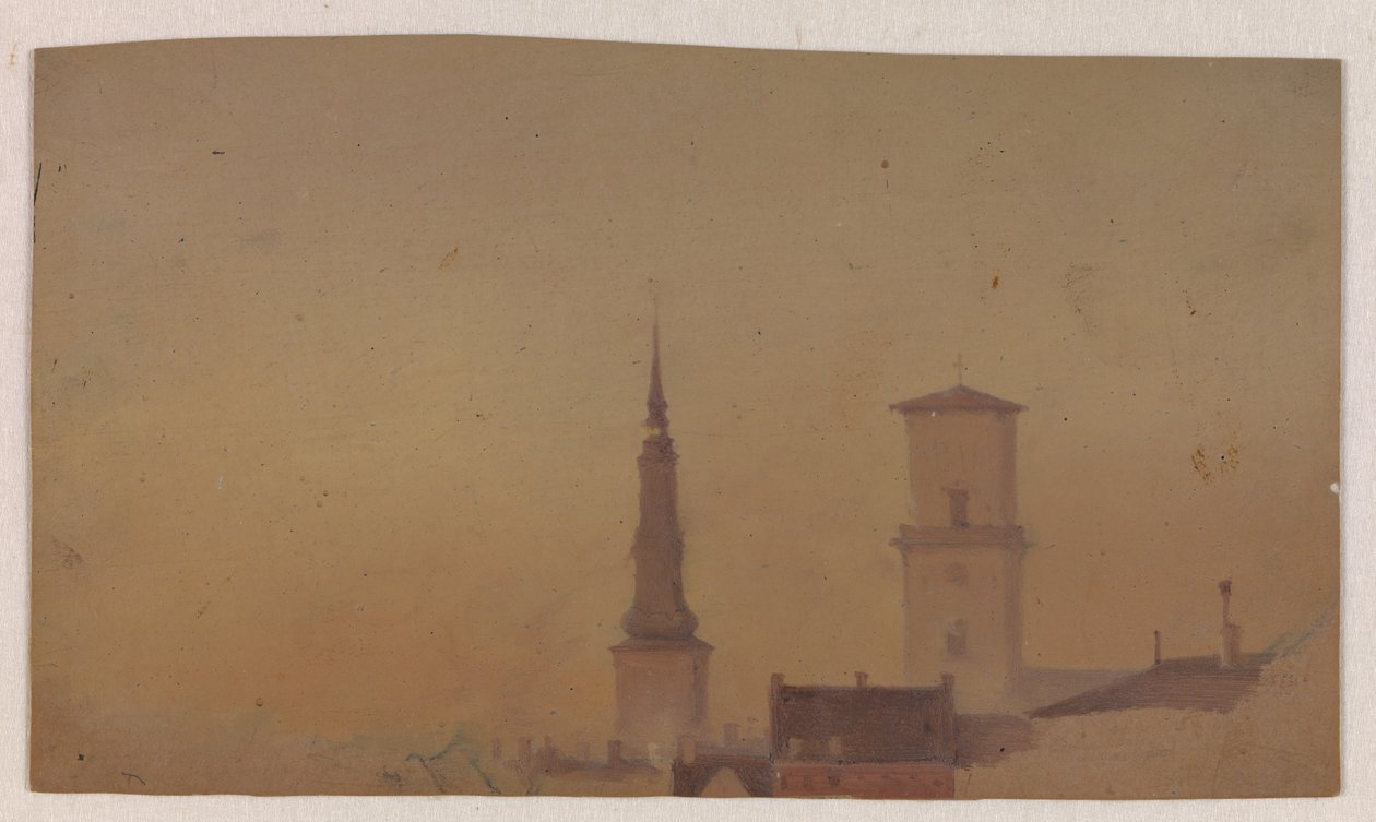 Studie av Spirs of Petri Church och Our Lady