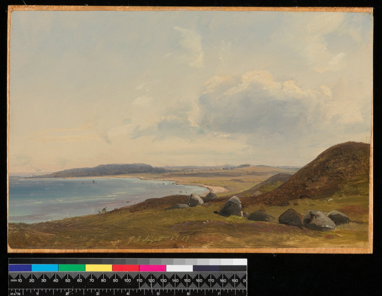 Utsikt mot Hesbjerg från Hornbaek egendom, 1857 (olja på papper ombord) av Vilhelm Peterson