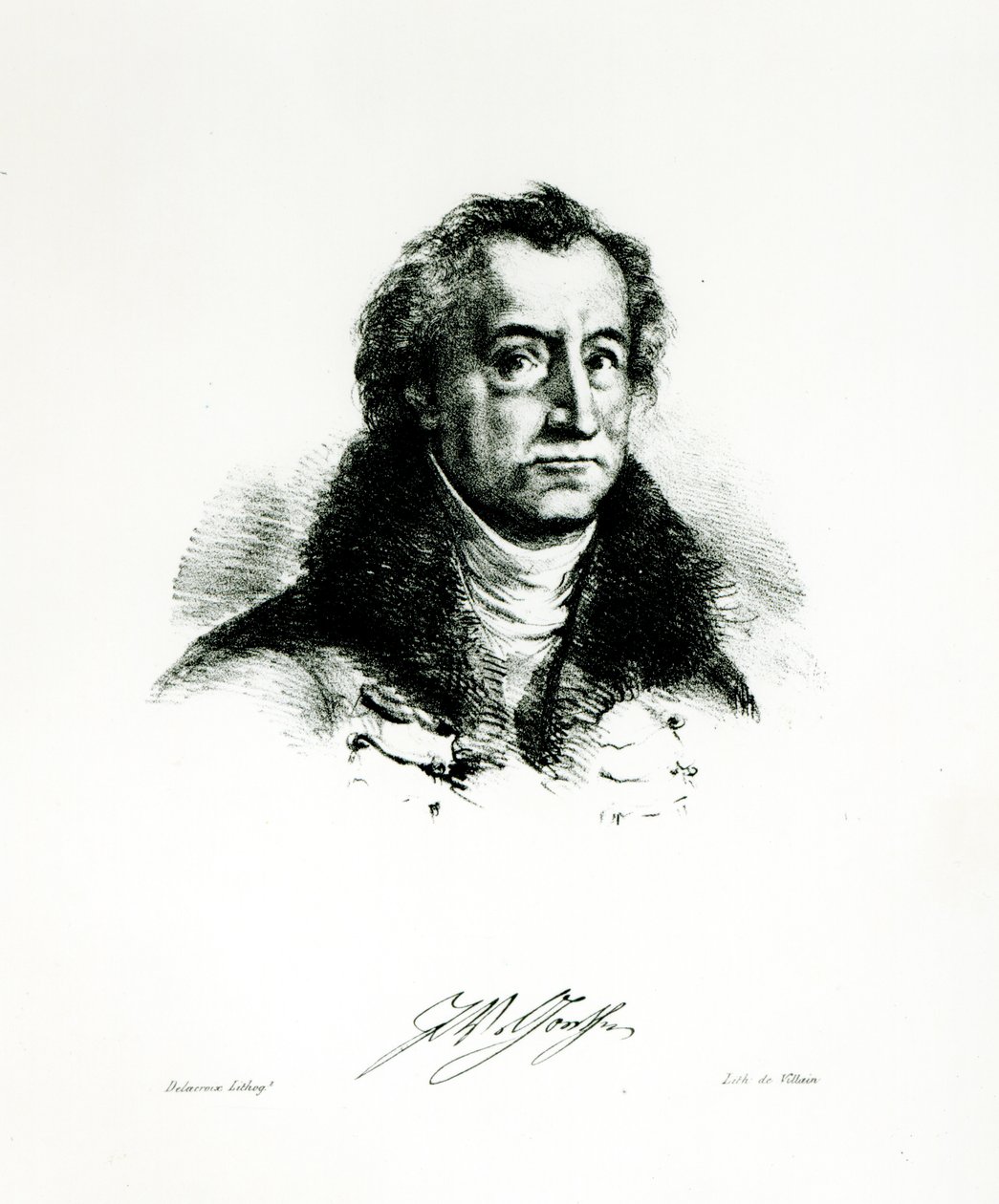 Johann Wolfgang Goethe (1749-1831) graverad av Delacroix av Villain