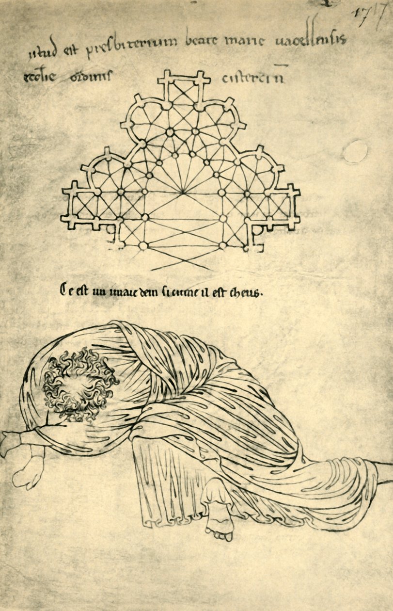 Kyrkoplan och sovande apostel, 1220-1240, 1943. av Villard de Honnecourt