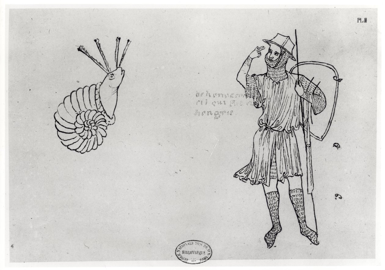 Fol.2 Snigel och ungersk soldat (faksimilkopia) av Villard de Honnecourt