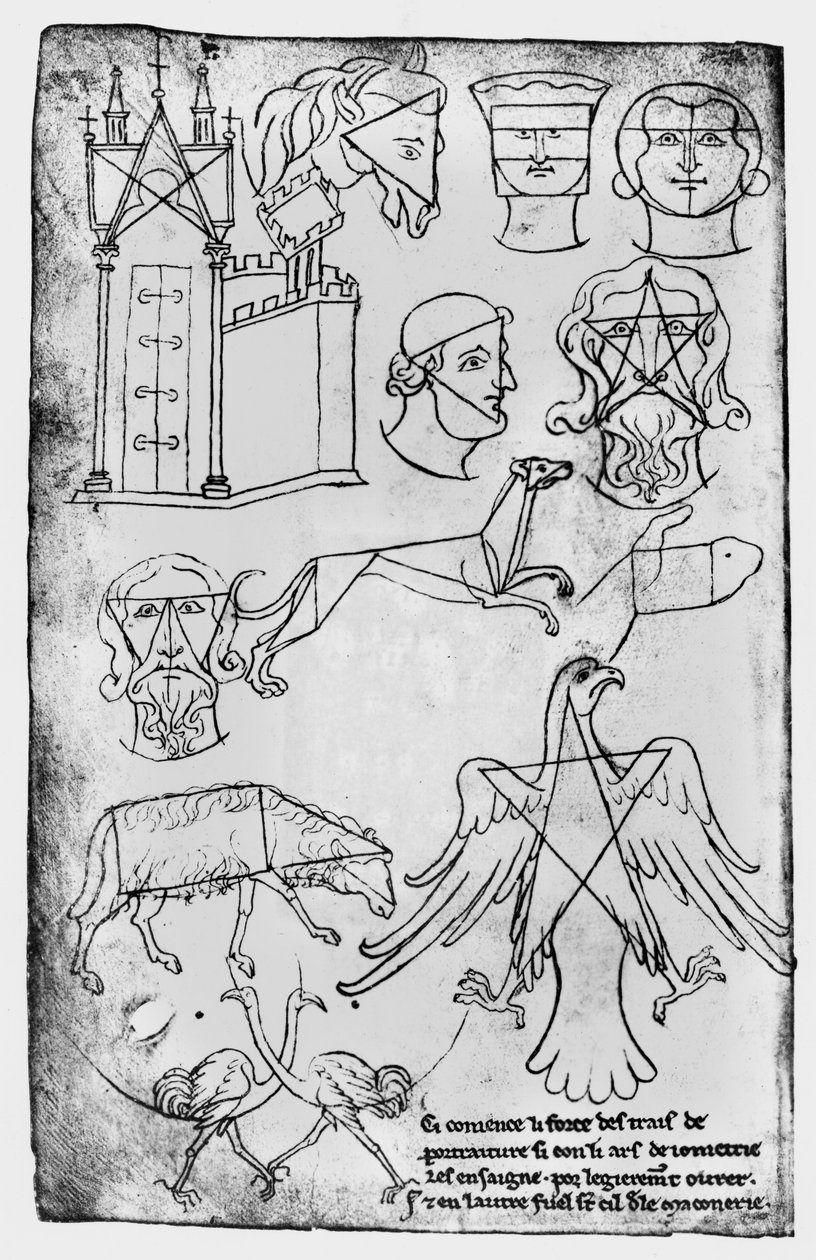 Ms Fr 19093 fol.18v Olika ritningar (faksimilkopia) av Villard de Honnecourt