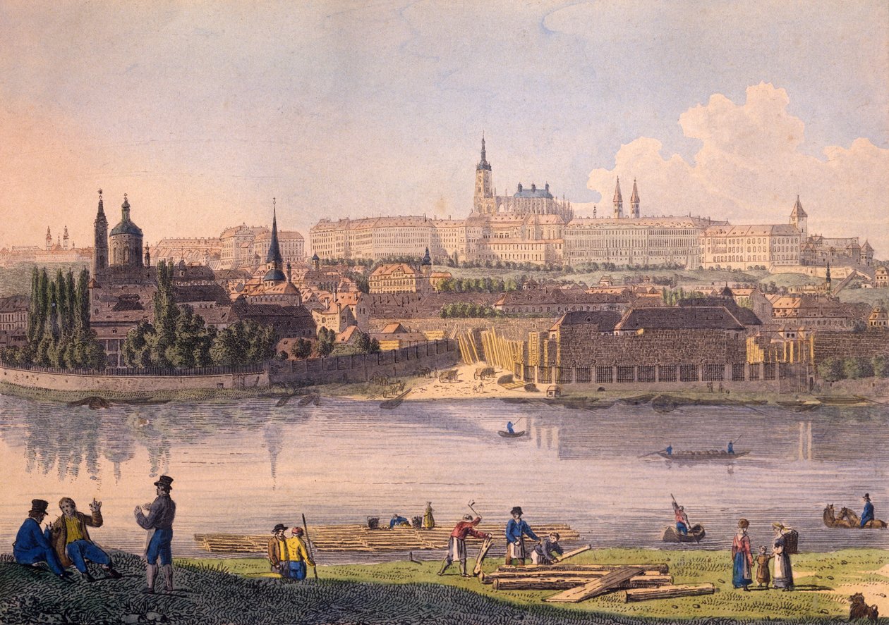 Pragborgen och en del av det lilla kvarteret (färgad etsning) av Vincenc Morstadt