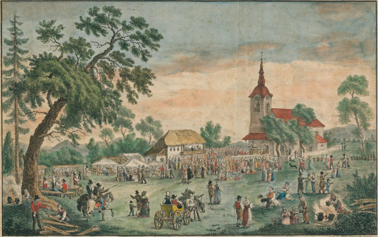 Das Kirchweihfest zu St. Rochus bei Laibach av Vincenc Dorfmeister and Rozalija Eger