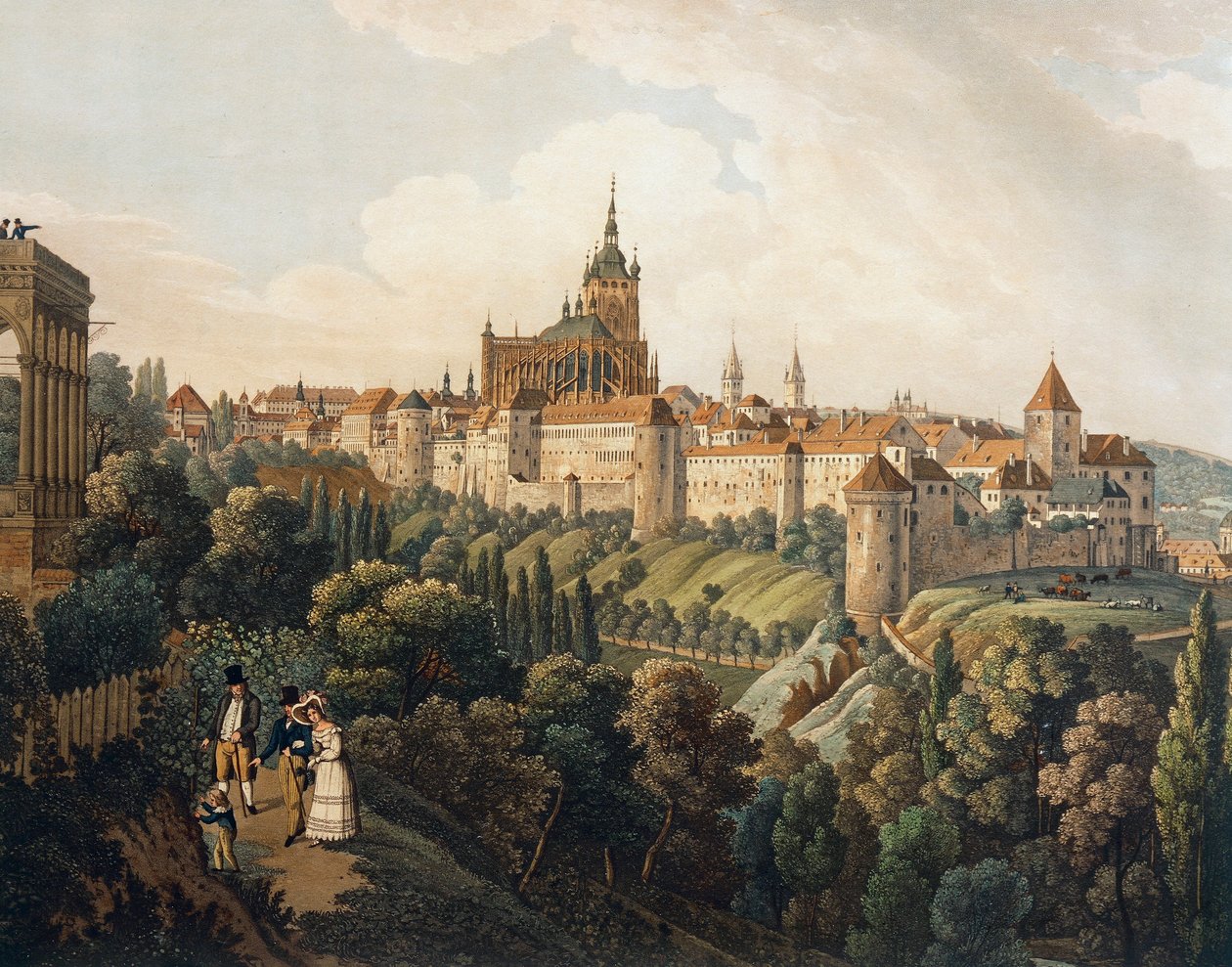 Utsikt över Prag från Belvedere av Vincent Morstadt (akvarell) av Vincenc Morstadt