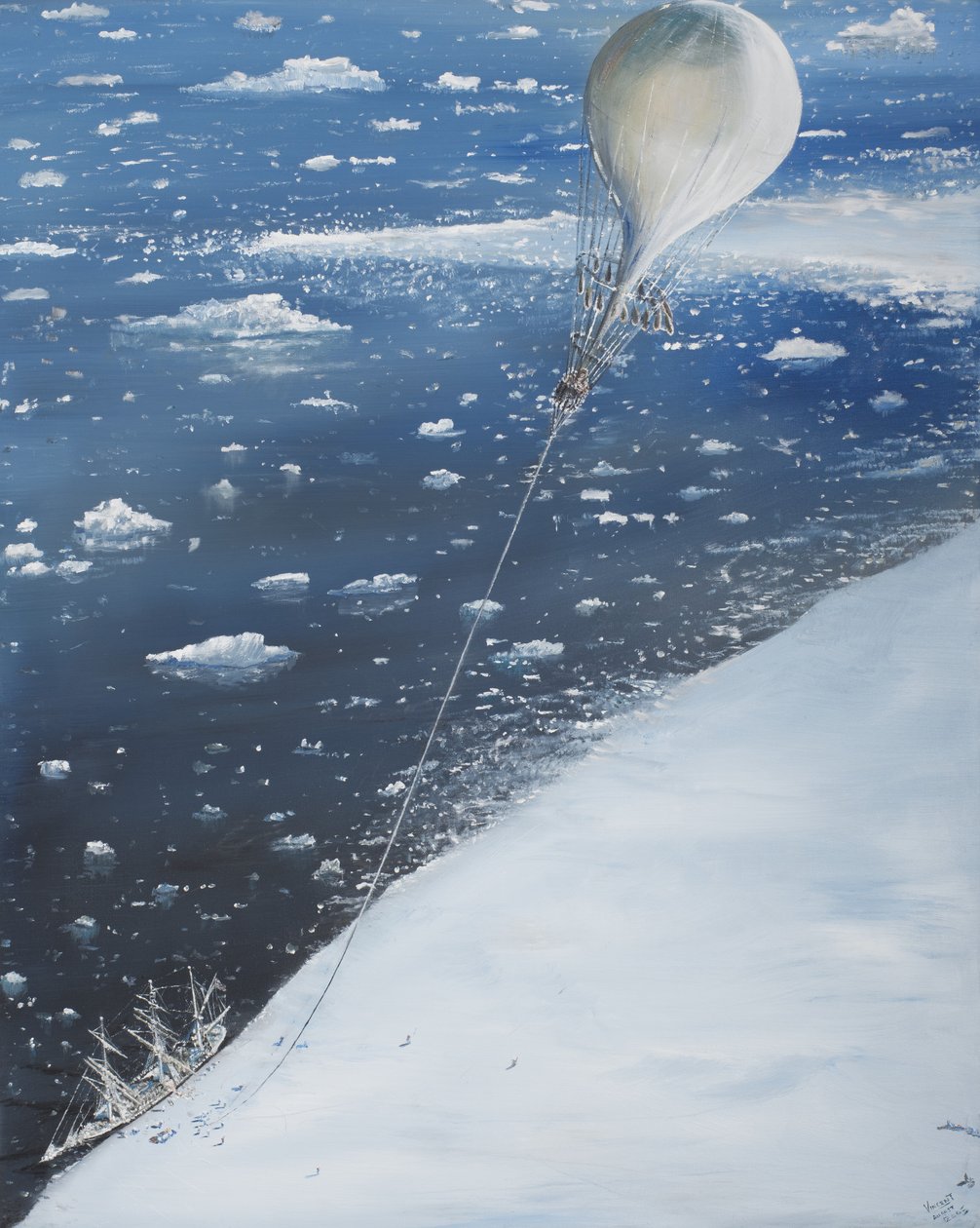 Antarktis första aeronautkapten Scott 4 februari 1902, 2005 (Olja på duk) av Vincent Alexander Booth