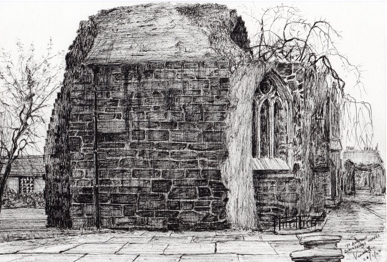 Blackfriers Chapel St Andrews, 2007, (bläck på papper) av Vincent Alexander Booth