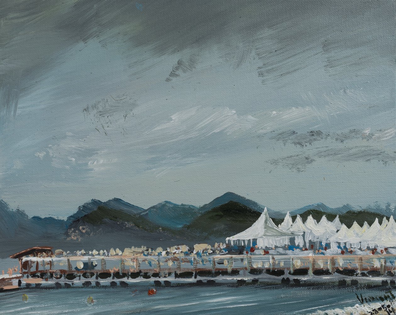 Cannes Film Festival tält 2014, 2914, (akryl på dukskiva) av Vincent Alexander Booth