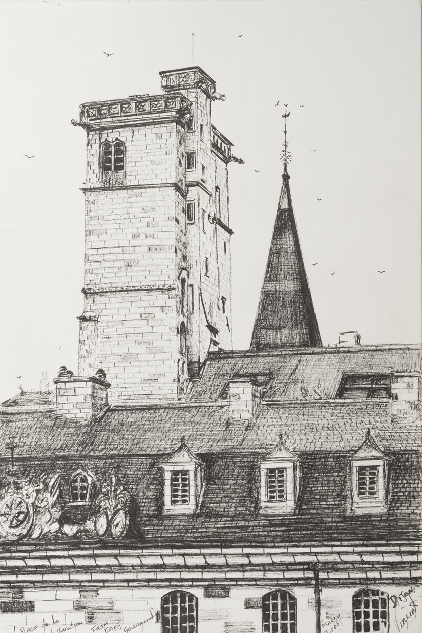 Dijon Rooftops, Frankrike, 2008, (bläck på papper) av Vincent Alexander Booth
