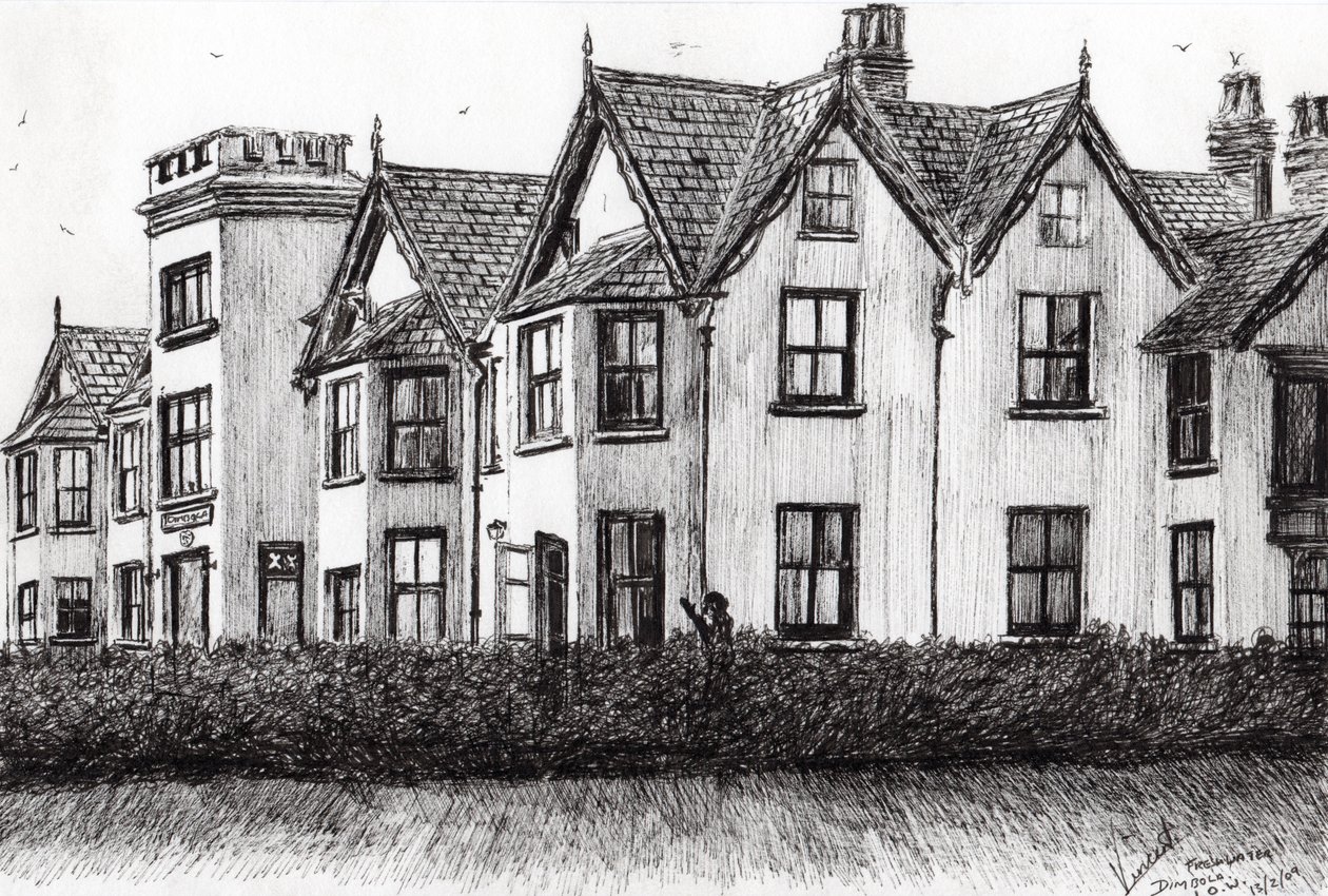 Dimbola Lodge I.O.W., 2009, (bläck på papper) av Vincent Alexander Booth