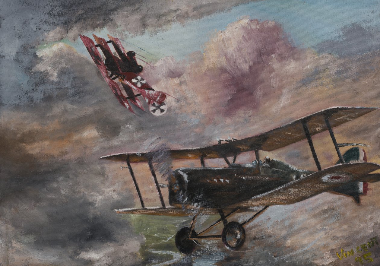 Dogfight 1917, 1995, (akryl på canvastavla) av Vincent Alexander Booth