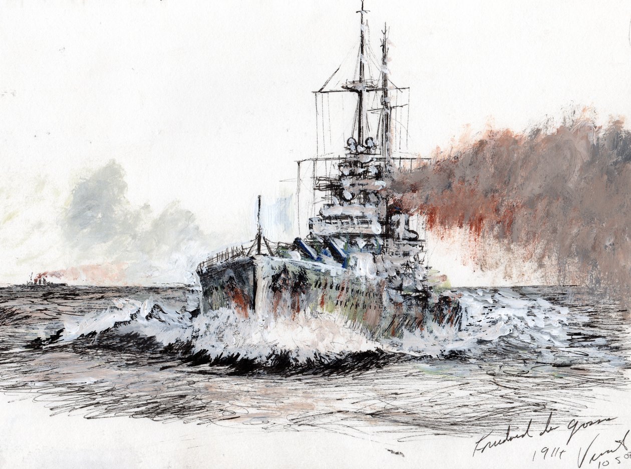 Friedrich der Grosse 1914, 2008, (Bläck akryl på papper) av Vincent Alexander Booth
