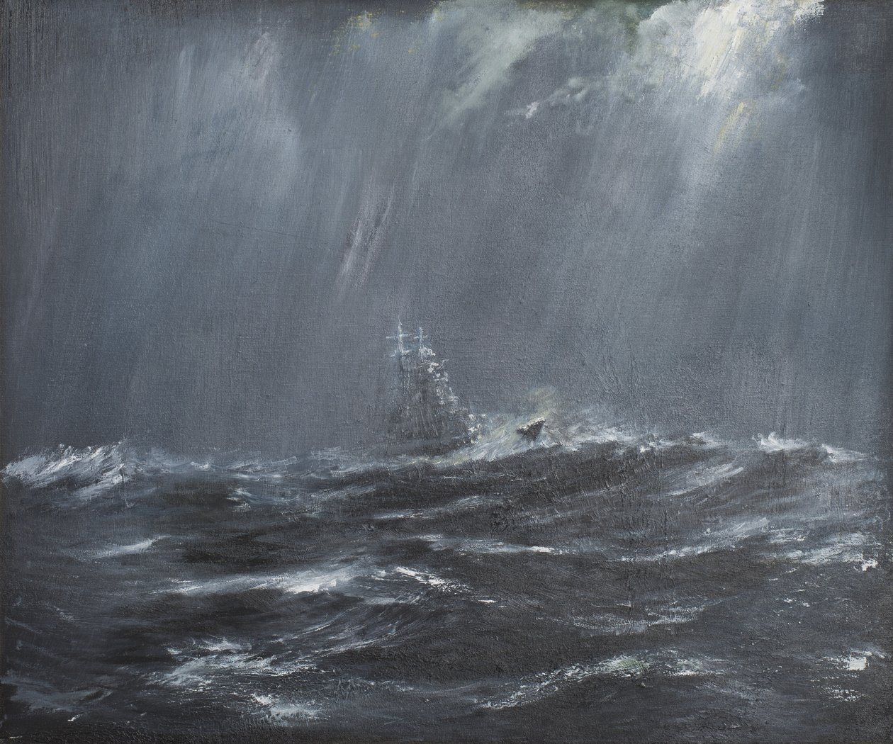 Gneisenau in a Storm North Sea 1940, 2006, (Olja på duk) av Vincent Alexander Booth