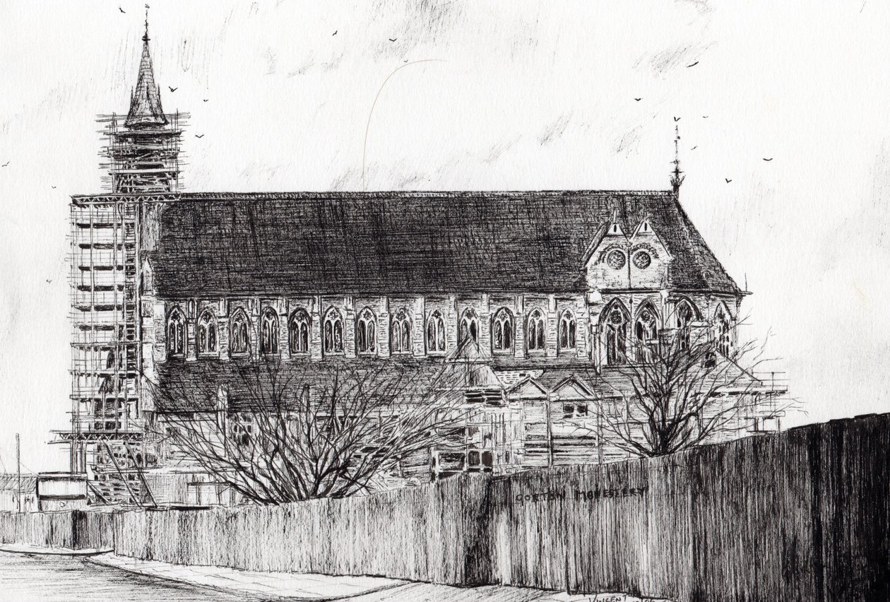 Gorton Monastery, 2006, (bläck på papper) av Vincent Alexander Booth