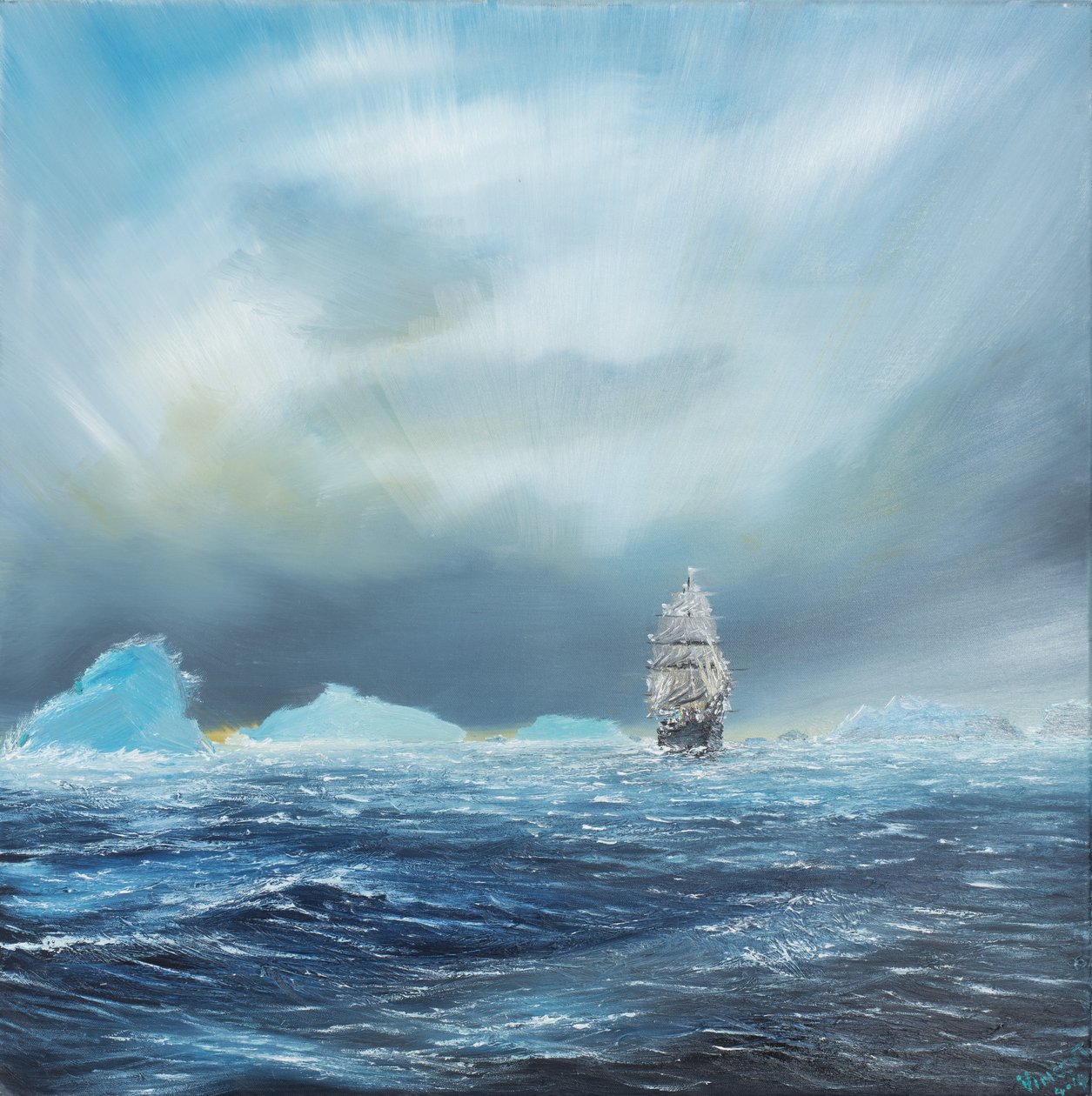 Ice Dominion, Terra Nova passerar Ice Burgs, 2014, ( Olja på duk) av Vincent Alexander Booth