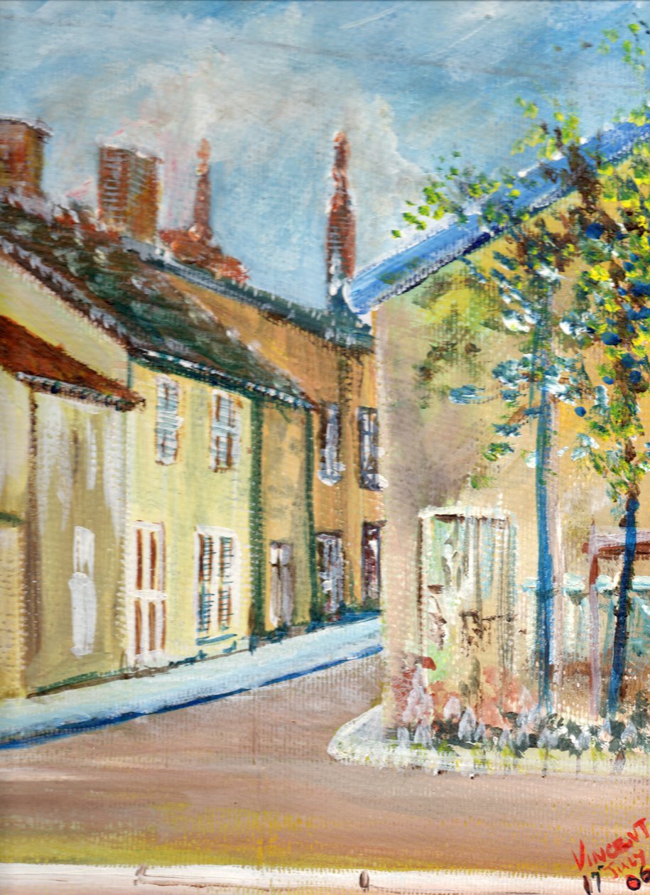 Laignes, Frankrike, 2006, (akryl på dukskiva) av Vincent Alexander Booth