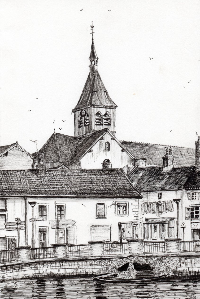 Laignes Frankrike, 2007, (bläck på papper) av Vincent Alexander Booth