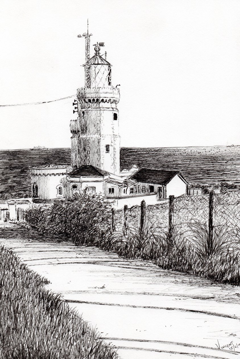Lighthouse Isle of Wight, 2010, (bläck på papper) av Vincent Alexander Booth