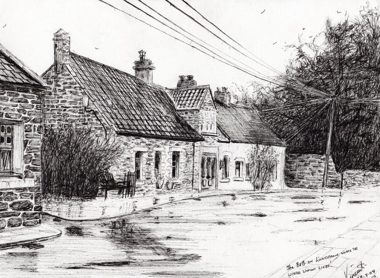 Lindesfarne heliga ö, 2007, (bläck på papper) av Vincent Alexander Booth