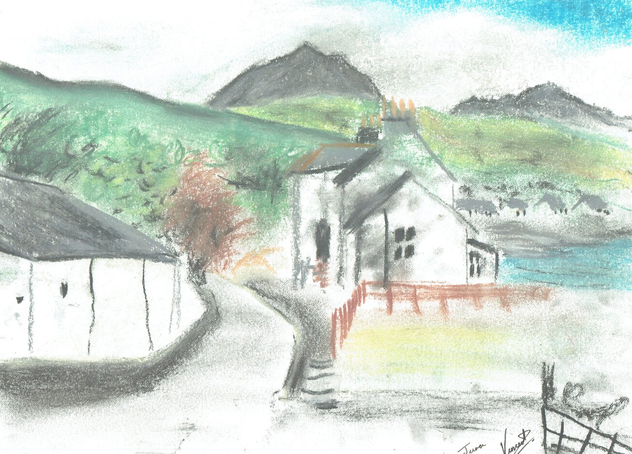 Main street Jura, 2005, (pastell på papper) av Vincent Alexander Booth